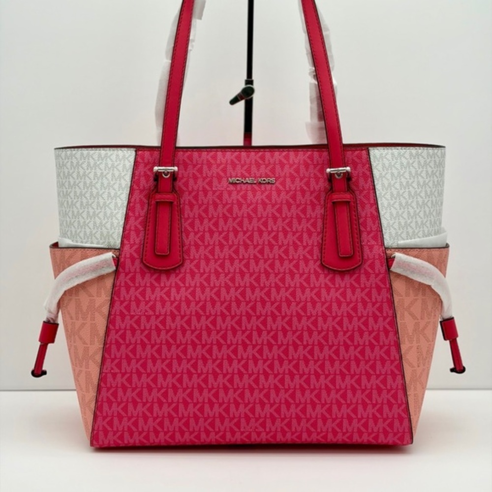 Michael Kors Pink and White Tri-Tone MK Logo Tote